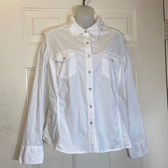 Classic Button-Up by Faded Glory Stretch Blood Size 14 - Picture 10 of 15